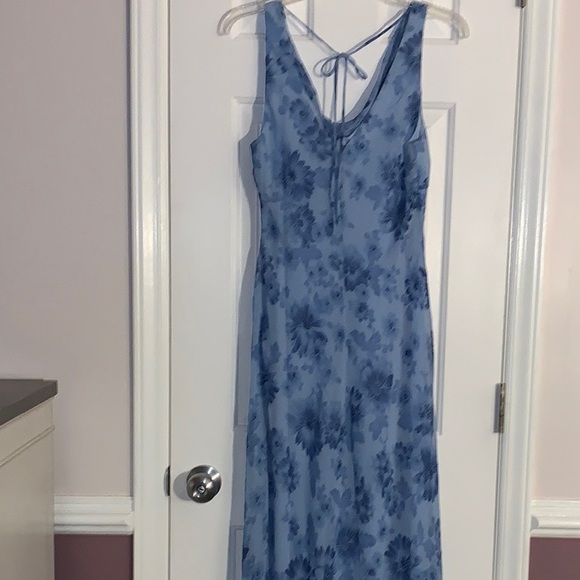 Vintage Blue sleeveless lined dress with flowers by B. Darlin size 11/12 - Picture 6 of 12